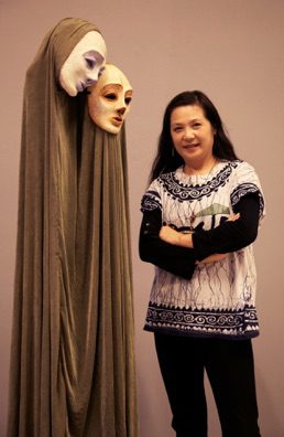 Hua Hua Zhang with her Sculpture SHAN SHAN AND HER SHADOW Photo By Rumei Gong -filtered